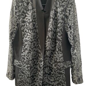 Elegant Black and Gray Lace Women's Jacket
